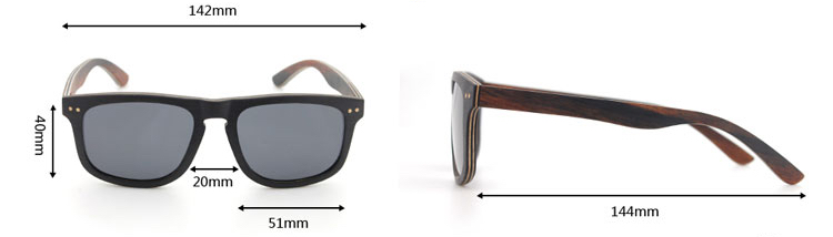 Ranger wood sunglasses dimensions