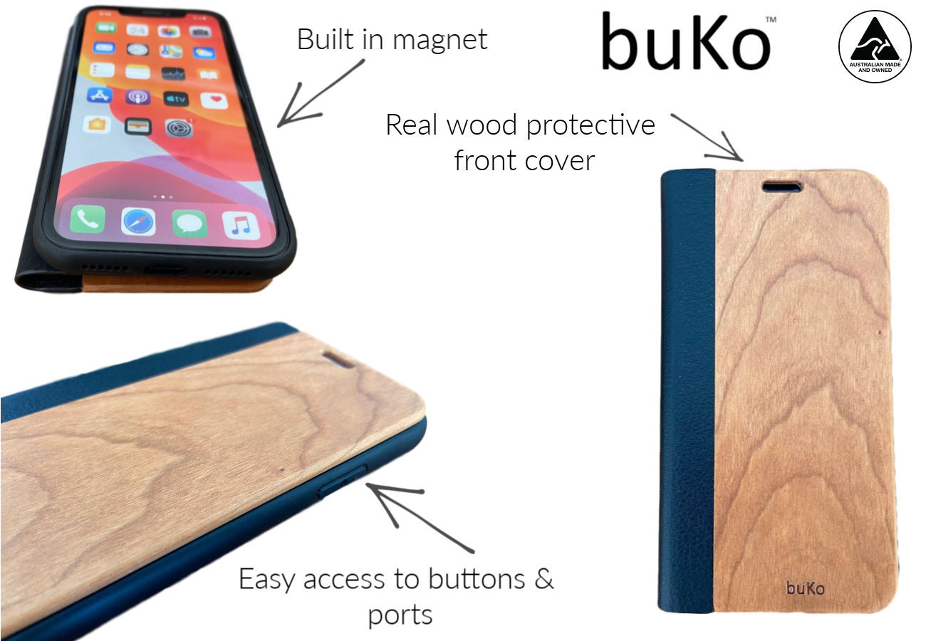 Details of wooden phone wallet case