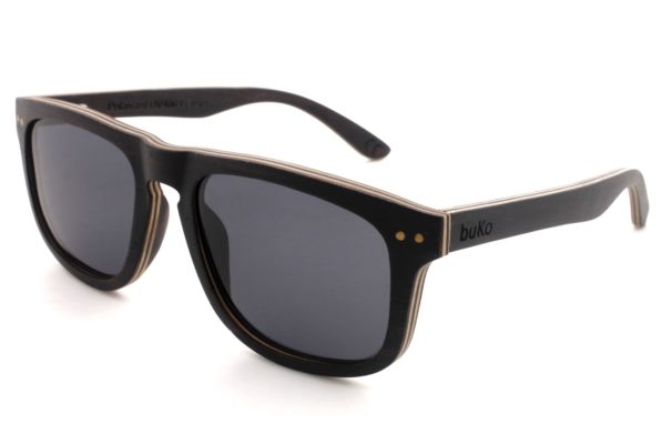 Ranger Black Wooden Sunglasses - Skateboard - Polarised - buKo