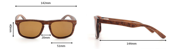 Ranger walnut wood sunglasses dimensions