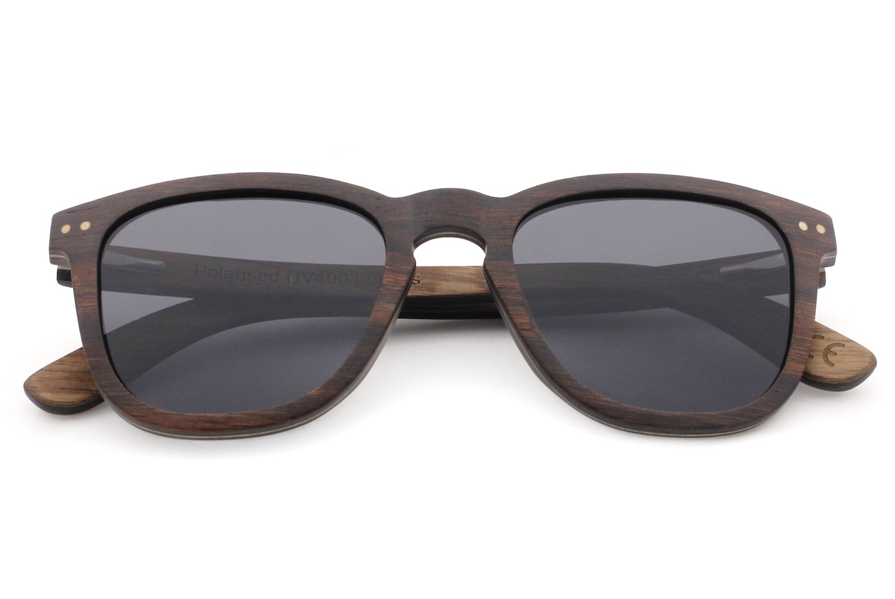 Walker Black Wood Sunglasses folded