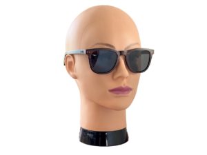 Walker black wood sunglasses on female model