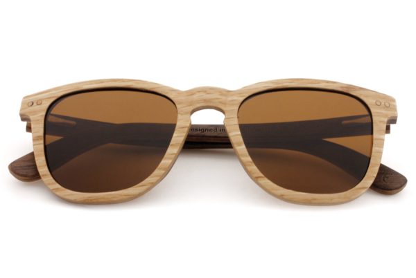 Walker Oak Wooden Sunglasses folded