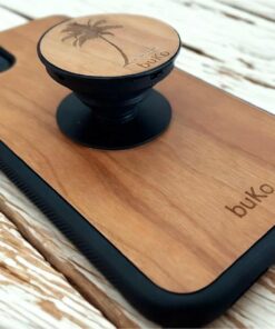 wooden pop socket phone holder and stand