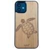 Wooden iPhone 12 case with turtle