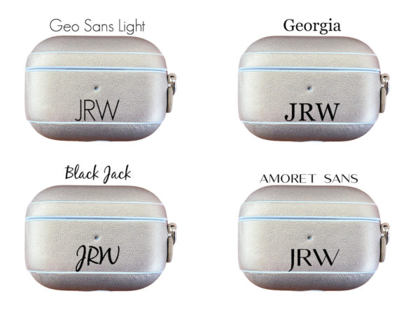 Font choices for gold AirPods cases