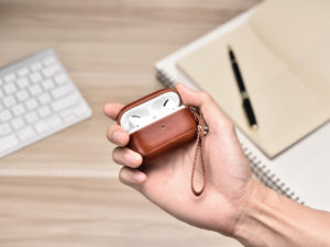 Leather AirPods Pro case in hand