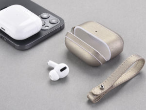 Gold leather AirPods Pro case