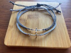 Dark and light grey cross bracelets