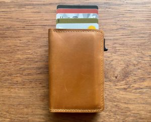 Pop up leather card wallet with airbags holder