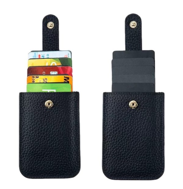 black leather pull out card holder