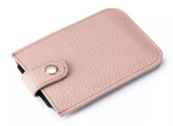 pink women's leather card wallet