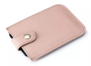 pink women's leather card wallet