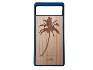 Wooden Pixel 7 case with Palm Tree