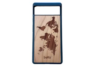 Wooden Pixel 6 Case with World Map