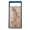Wooden Pixel 6 case with geometric whale