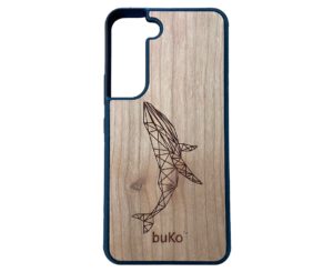 Wooden Samsung S21 Case with Geometric Whale