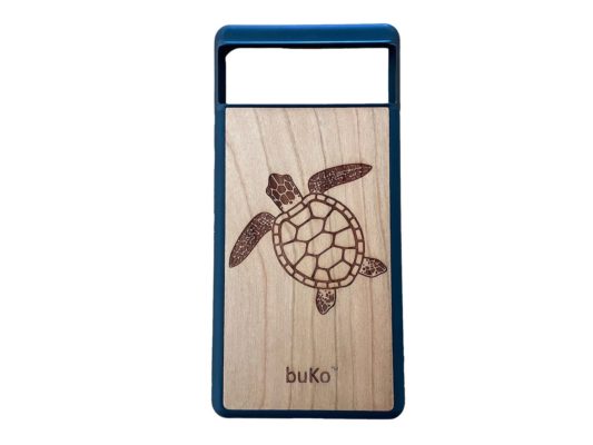 Wooden Pixel 6 case with Turtle