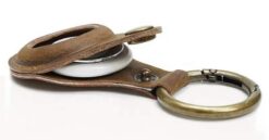 Opening on leather AirTag keyring
