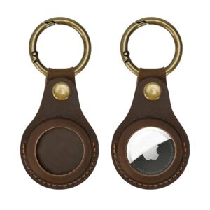 Two leather AirTag keyrings