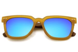 Campbell wooden sunglasses with blue lenses