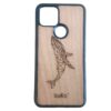 Wooden pixel 5 case with whale engraving