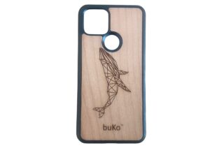 Wooden pixel 5 case with whale engraving