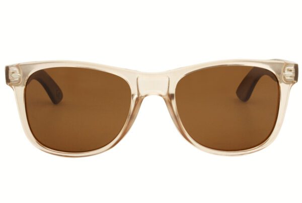 Front of champagne runaway wooden sunglasses
