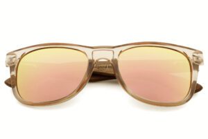 Champagne runaway wooden sunglasses with rose gold lenses