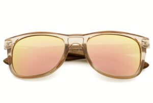 Champagne runaway wooden sunglasses with rose gold lenses