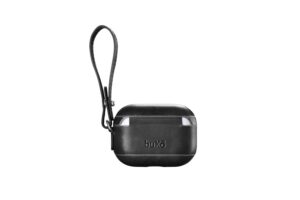 Back of black leather AirPods Pro case