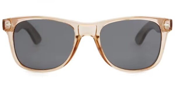 Champagne runaway wooden sunglasses with grey lenses