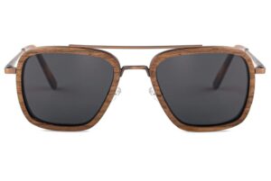 Front view of Hastings wood and metal sunglasses