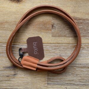 brown leather phone lanyard strap