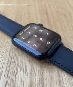 Black leather Apple Watch strap