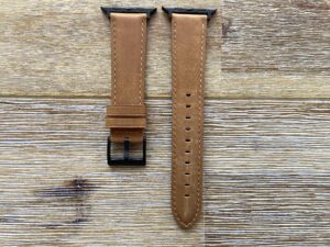 light brown leather Apple Watch band