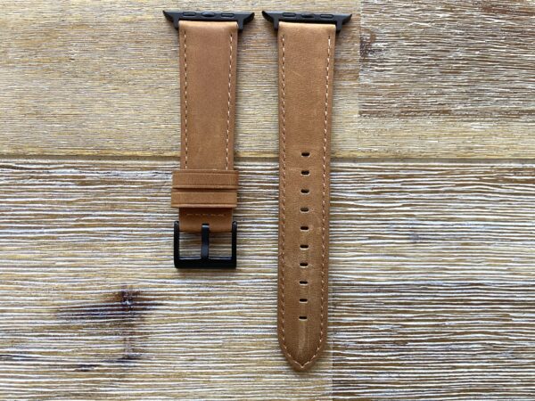 light brown leather Apple Watch band