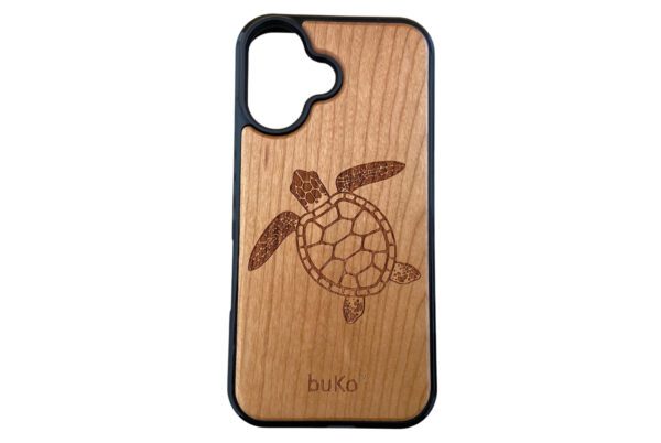 Wooden iPhone 16 Pro Max Case with Turtle