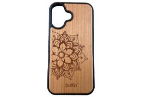 Wooden iPhone 16 pro max Case with Mandala