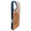 wooden iPhone 16 plus case with mandala engraving