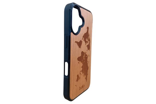 Wooden iPhone 16 Case with World Map