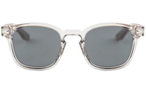 Front of transparent Fram wooden sunglasses