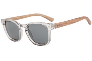 Wilga fade clear sunglasses with wooden arms