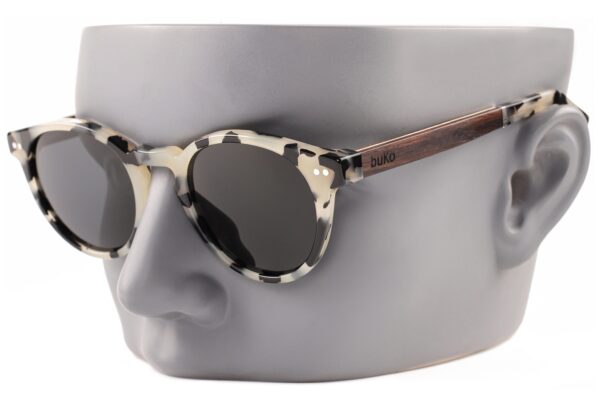 Ash wood sunglasses on a mannequin