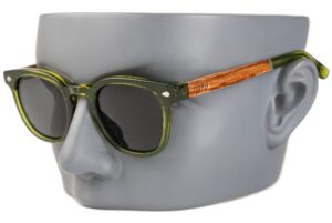 Lamrock green sunglasses on a mannequin