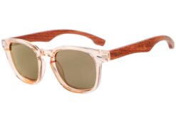 BuKo Byron sunglasses amber transparent frame with wooden temples and brown lenses
