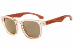 BuKo Byron sunglasses amber transparent frame with wooden temples and brown lenses