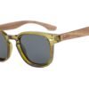 Wilga olive green sunglasses with wooden arms