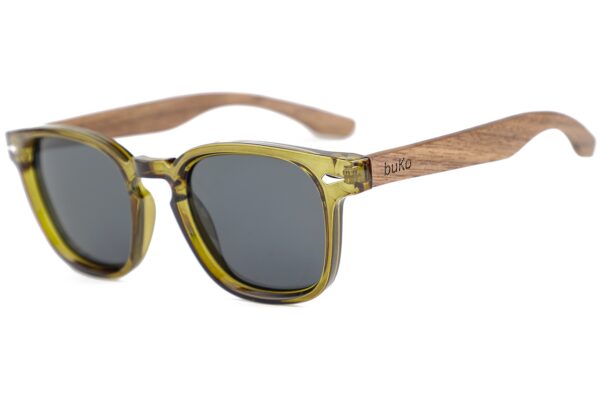 Wilga olive green sunglasses with wooden arms