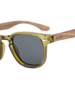 Wilga olive green sunglasses with wooden arms